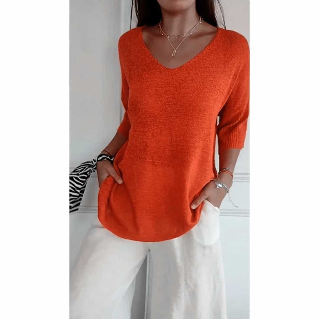 Image of Women's V-Neck 3/4 Sleeve Top