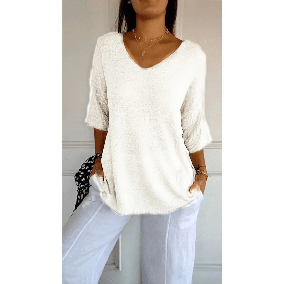 Image of Women's V-Neck 3/4 Sleeve Top