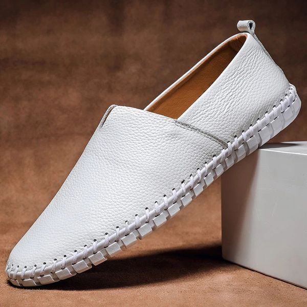 Leather Loafers for Men - Slip-On Shoes Moc Toe - Driving Shoes - Image 3