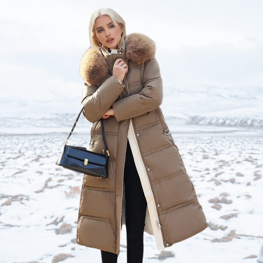Puffer Coat for Women - Fur Hood - Image 1