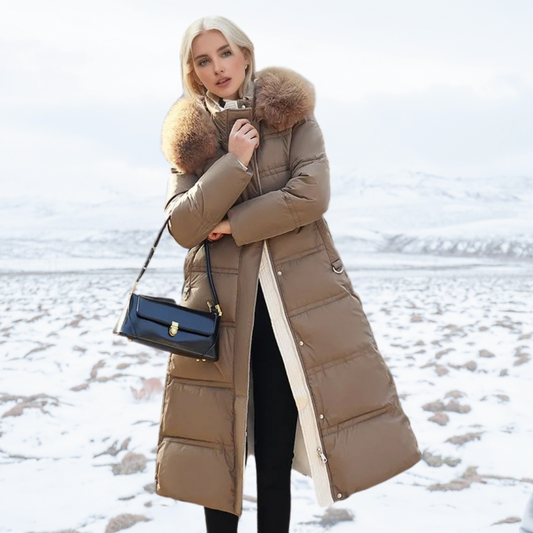 Puffer Coat for Women - Fur Hood - Image 1