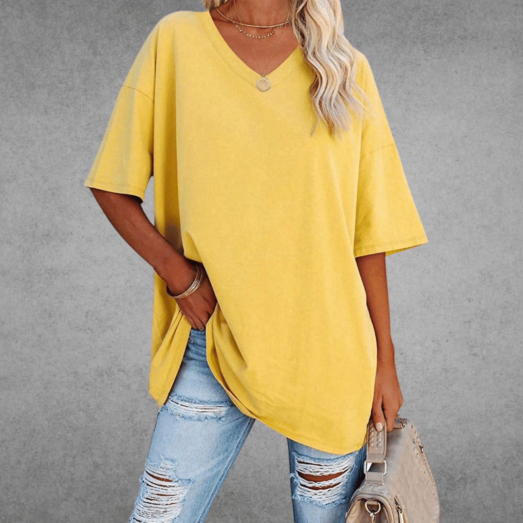 Oversized V-Neck T-Shirt for women - Short Sleeve Loose Fit - Tunic Length Casual - Image 10