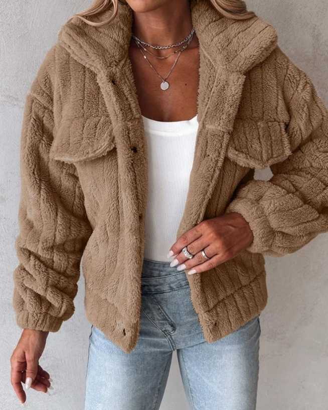 Fleece Jacket for Women - Button Front - Image 4