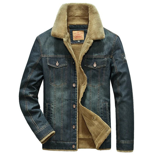 Denim Jacket for Men - Sherpa Collar - Image 1