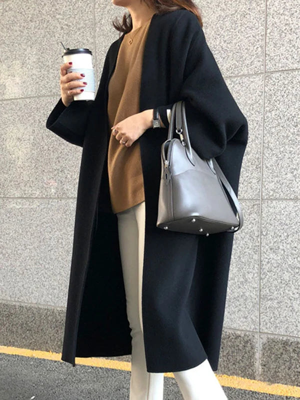 Oversized Long Coat for Women - Open Front - Image 7