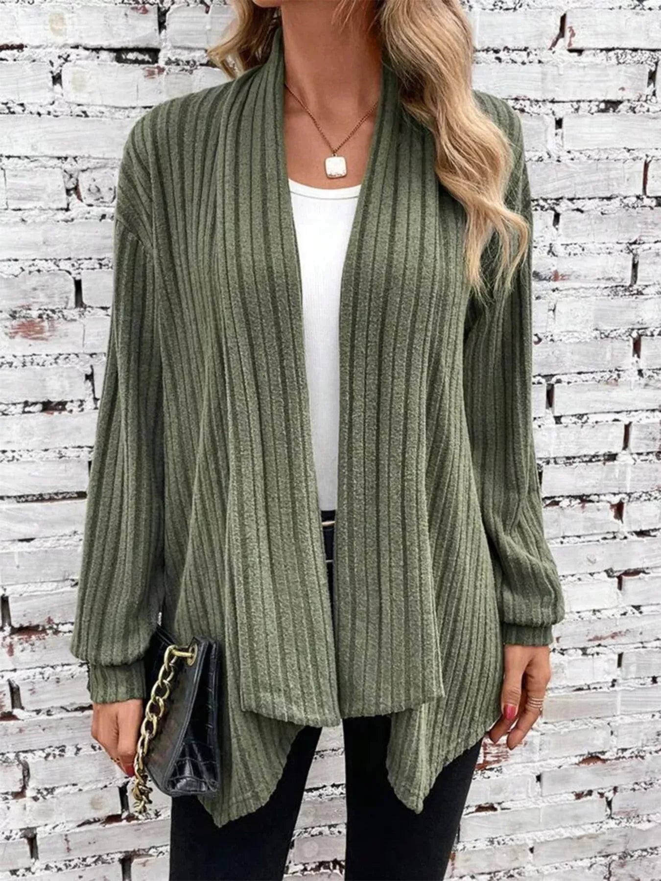Open Front Cardigan for Women - Relaxed - Image 3