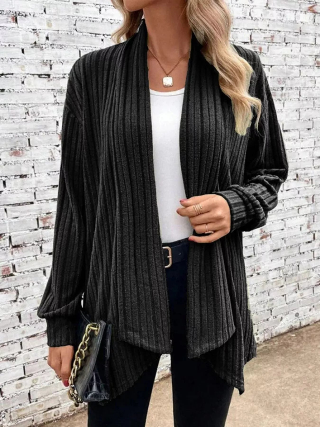Open Front Cardigan for Women - Relaxed - Image 7
