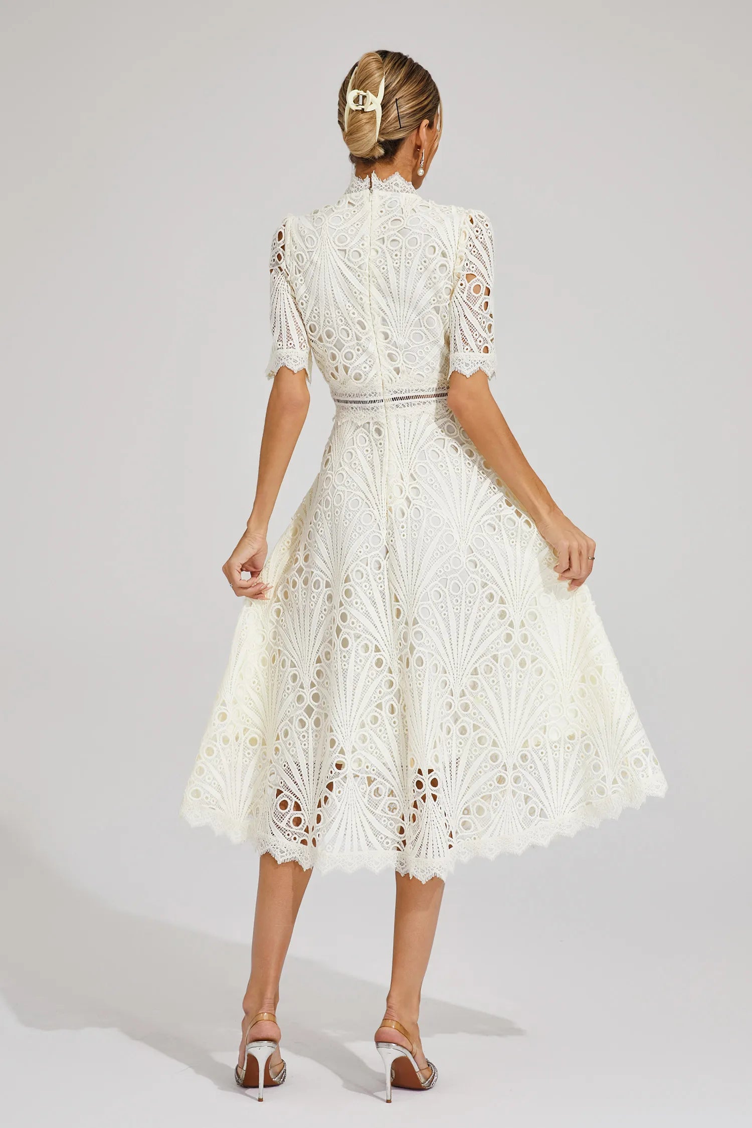 Lace Midi Dress for Women - A-Line Fit and Flare - Image 14