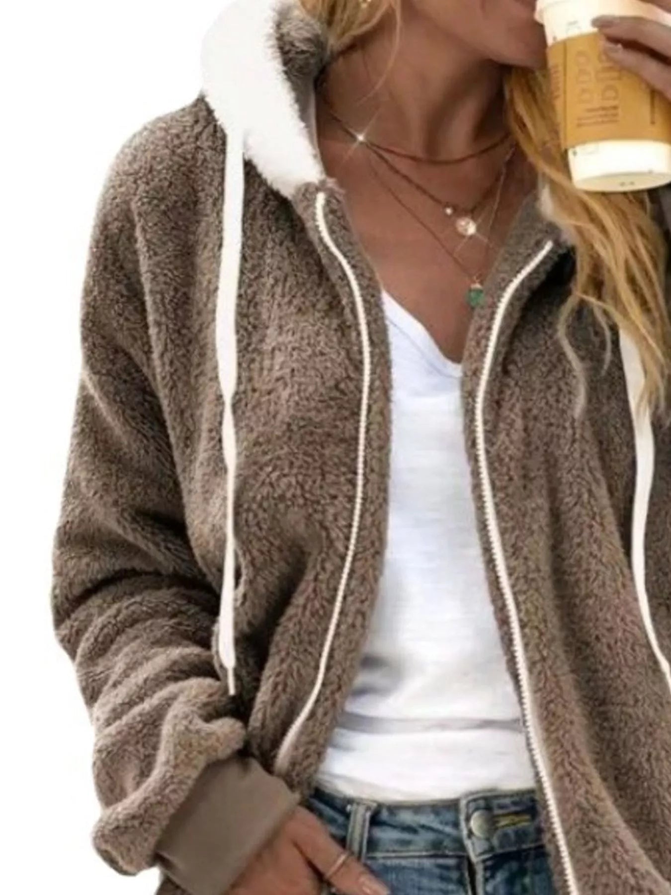 Hooded Cardigan Sweater for Women - Zip Front - Image 5