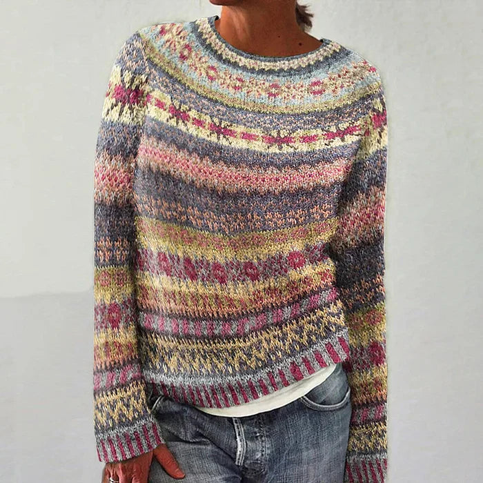 Fair Isle Pullover Sweater for Women - Striped - Image 1