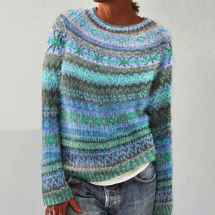 Fair Isle Pullover Sweater for Women - Striped - Image 3