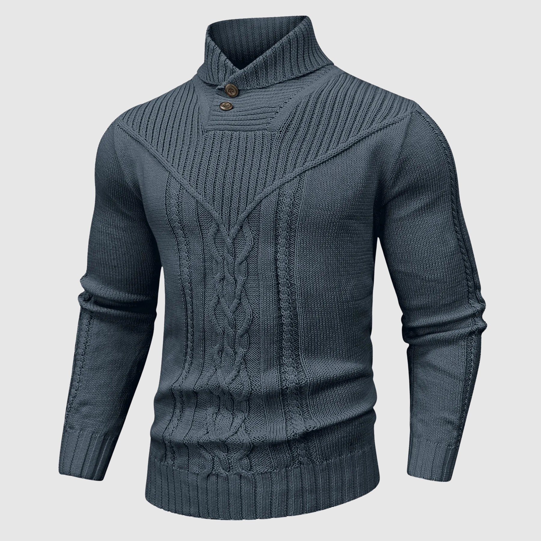 Cable Knit Sweater for Men - Button Front - Image 1