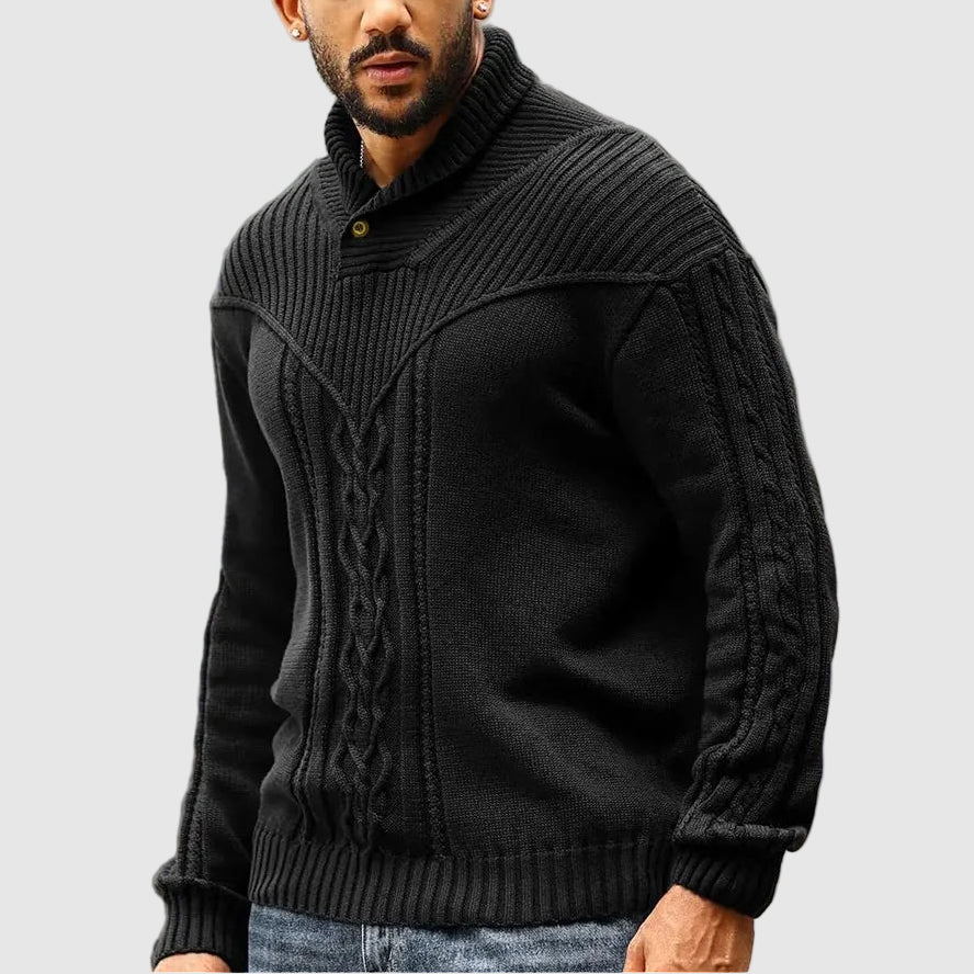 Cable Knit Sweater for Men - Button Front - Image 7