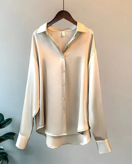 Button-Up Shirt for Women - Collared Long Sleeve