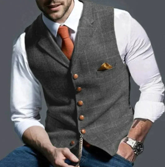 Tweed Suit Vest for Men - Notch Lapel - Image 3