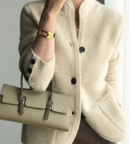 Button Front Cable Knit Cardigan for Women