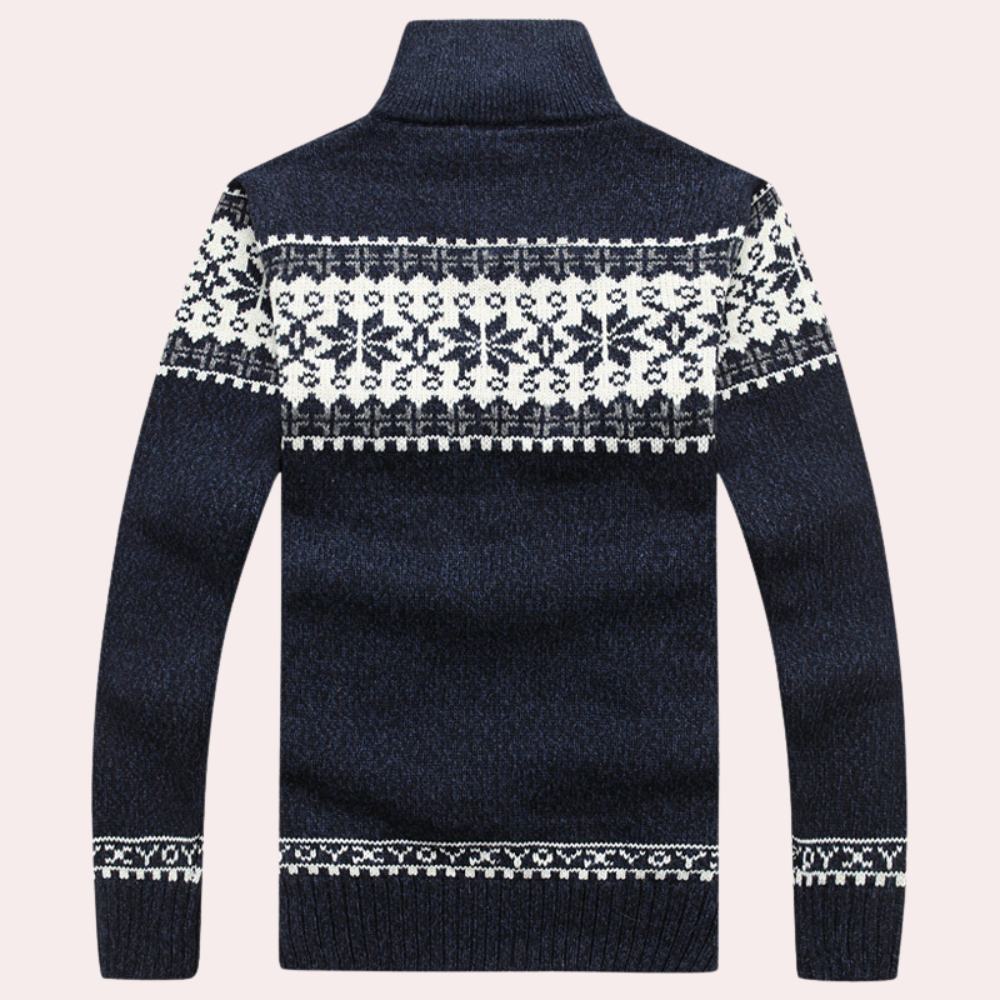 Knit Zip Up Jacket for Men - Stand Collar - Image 2