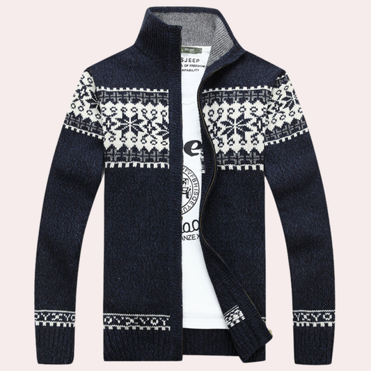 Knit Zip Up Jacket for Men - Stand Collar - Image 1