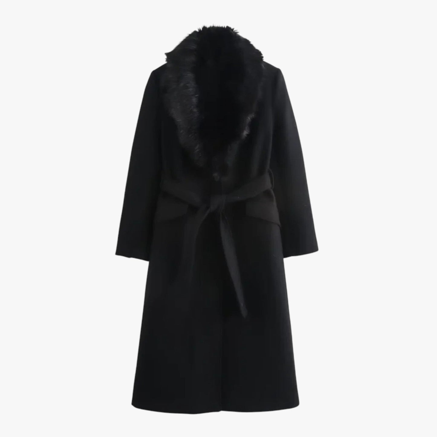 Wrap Coat for Women - Faux Fur Collar - Image 1