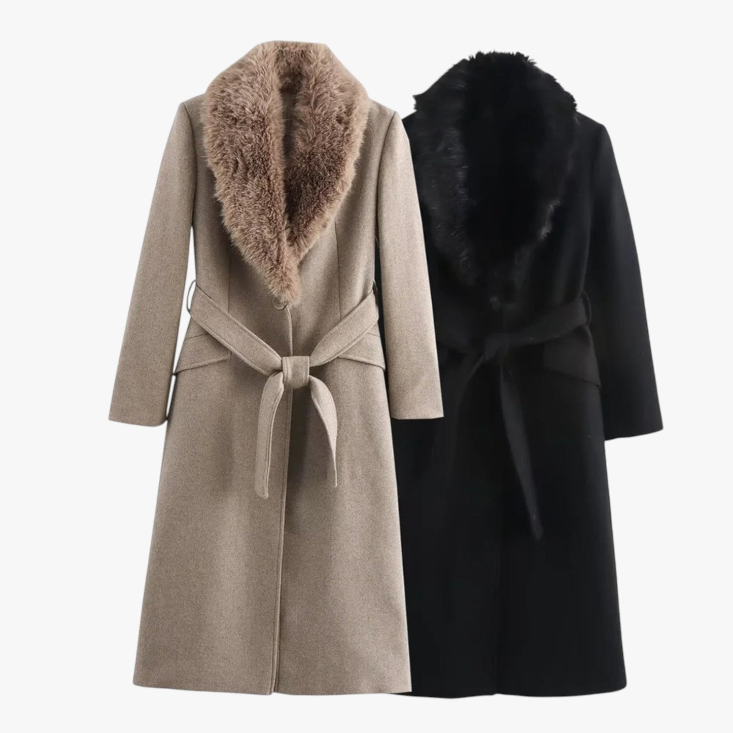 Wrap Coat for Women - Faux Fur Collar - Image 6