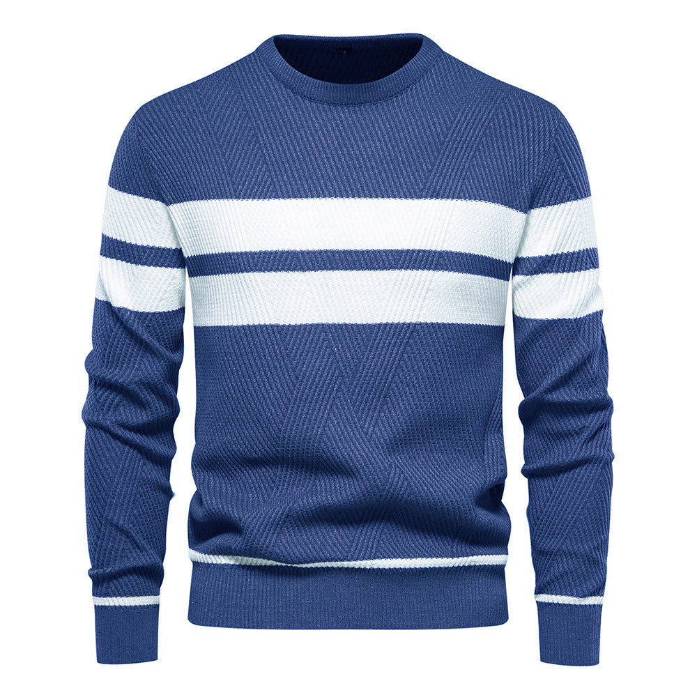 Crew Neck Sweater for Men - Striped - Image 8