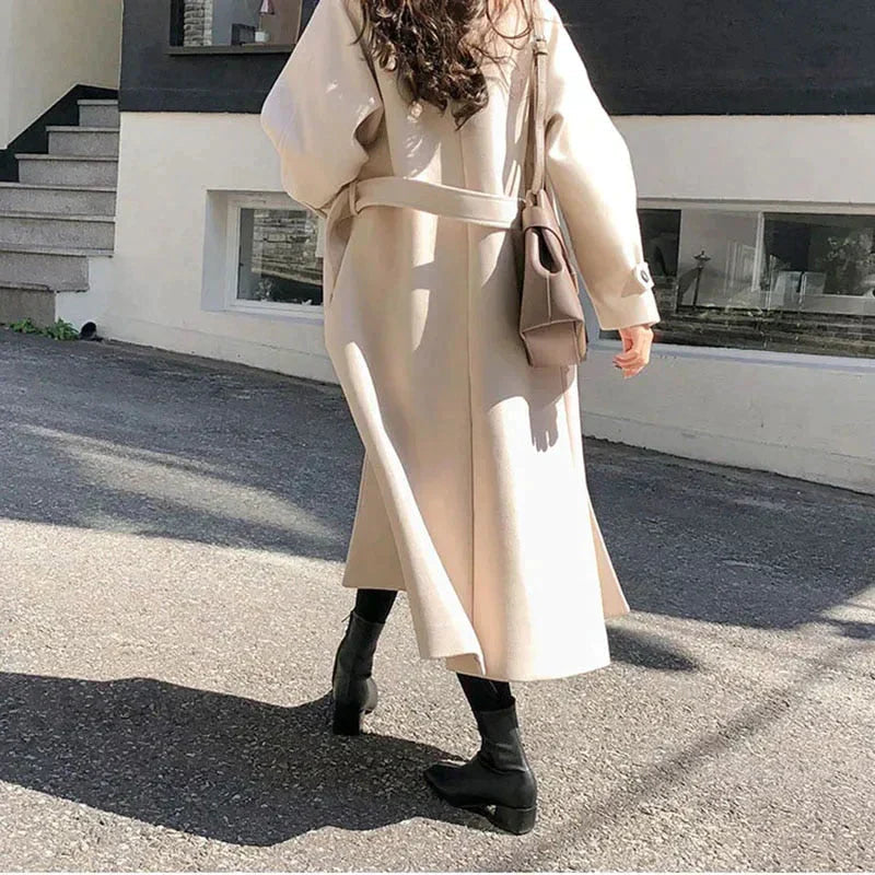 Belted Coat for Women - Button Front - Image 2