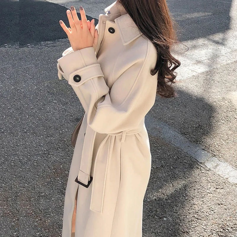 Belted Coat for Women - Button Front - Image 3
