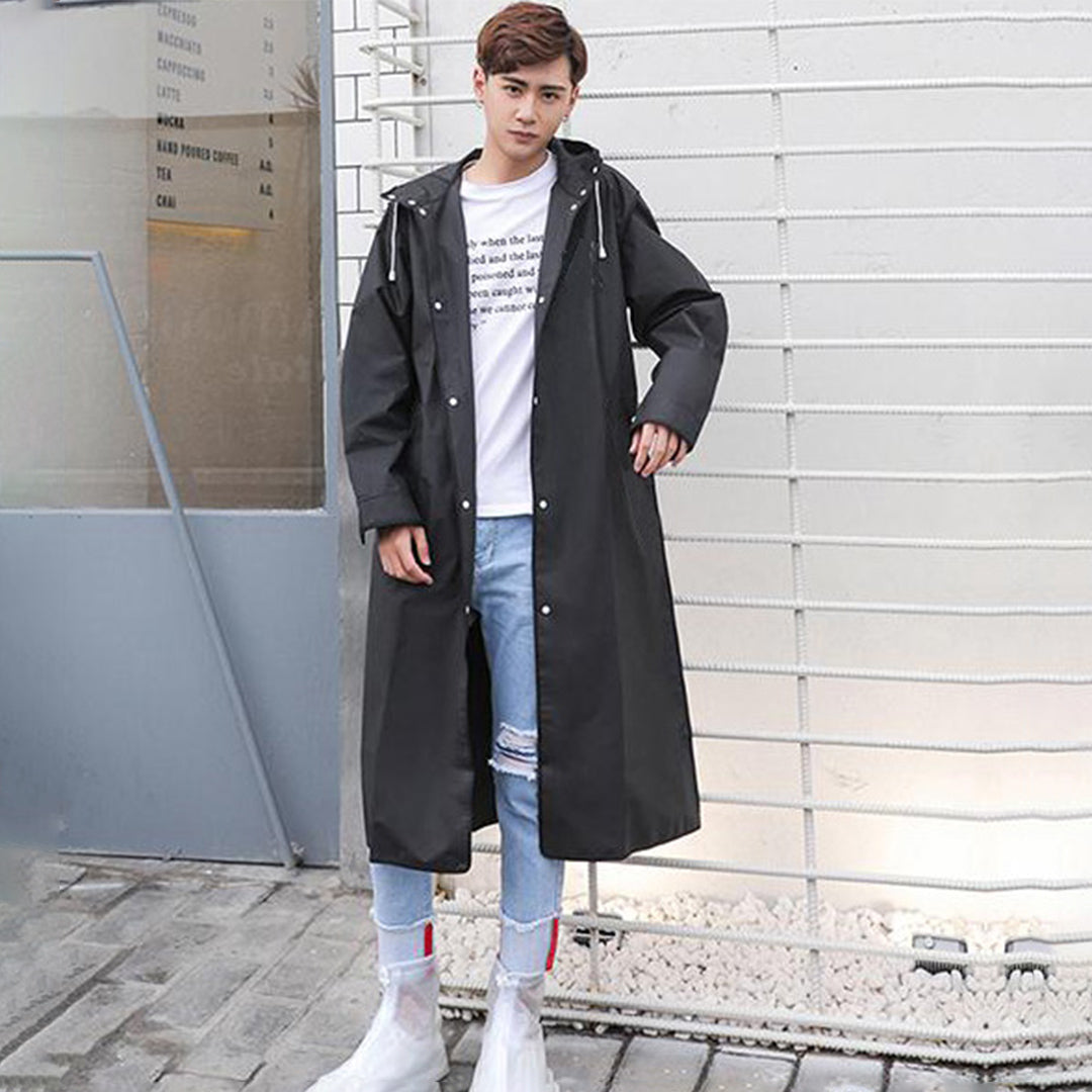 Hooded Long Coat for Men - Button Front - Image 2