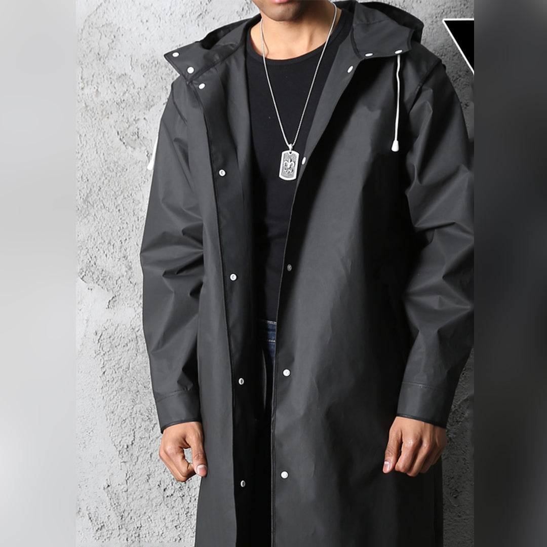 Hooded Long Coat for Men - Button Front - Image 3