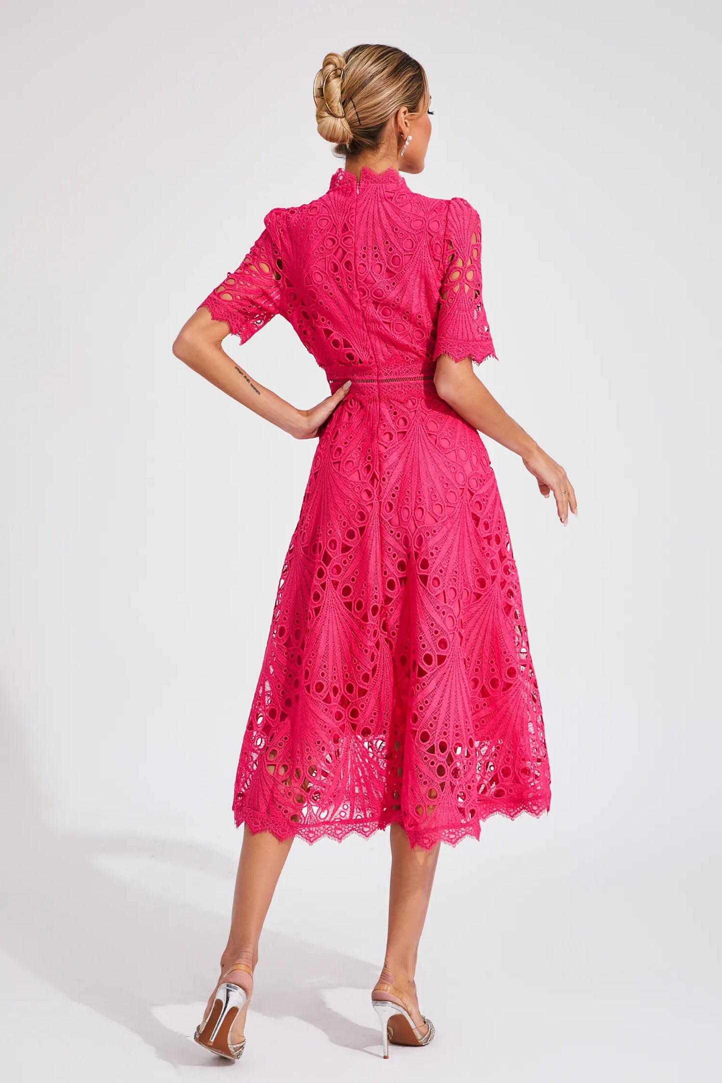 Lace Midi Dress for Women - A-Line Fit and Flare - Image 8