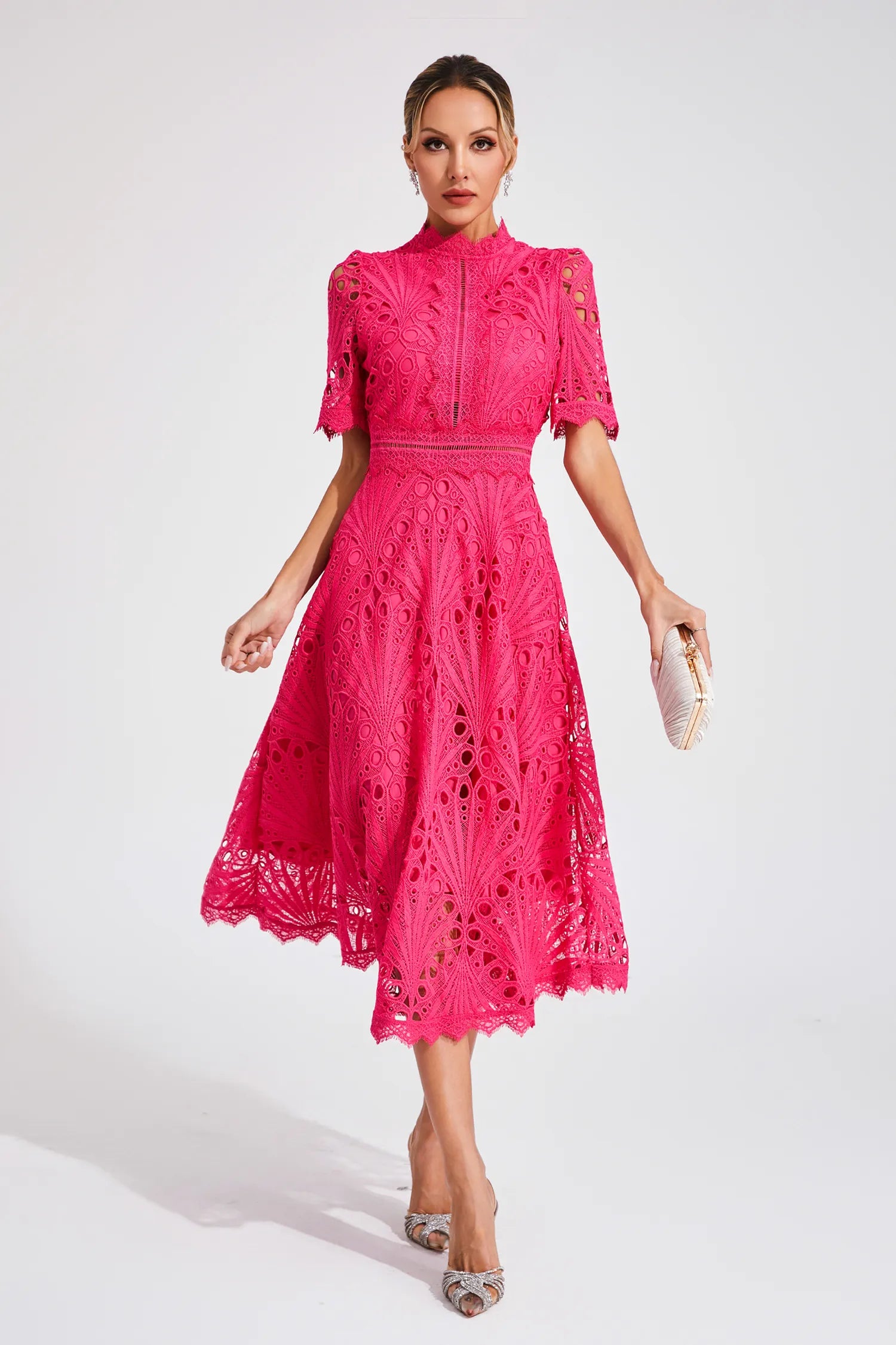 Lace Midi Dress for Women - A-Line Fit and Flare - Image 6