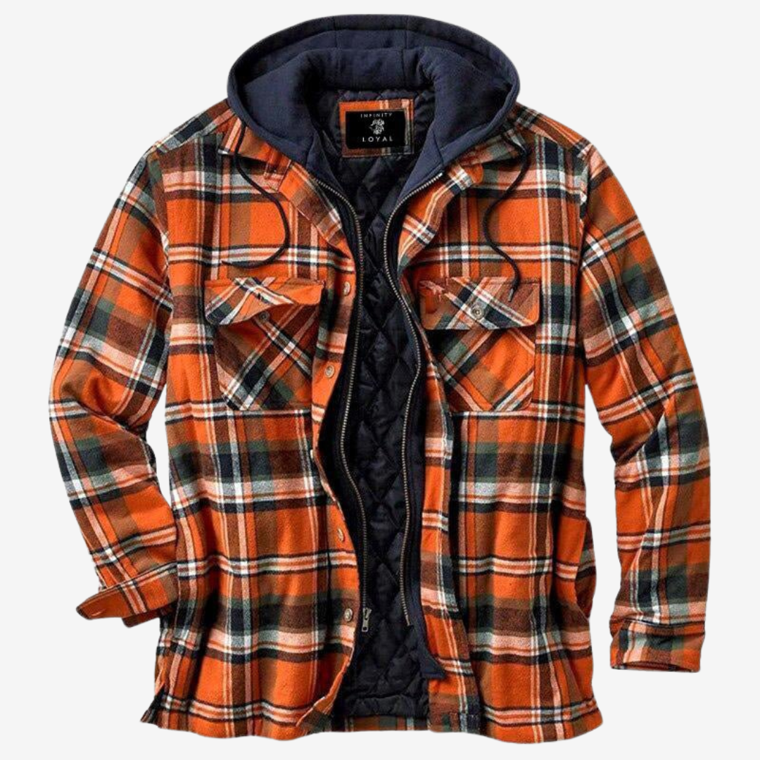 Plaid Hooded Jacket for Men - Button-Down Closure - Image 4