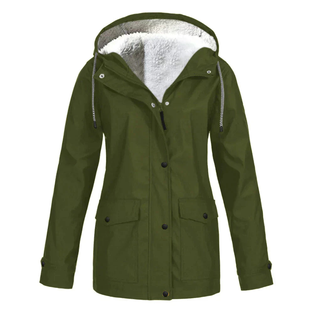 Hooded A-Line Coat for Women - Long Sleeve - Image 9