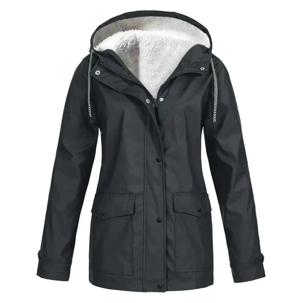 Hooded A-Line Coat for Women - Long Sleeve - Image 4