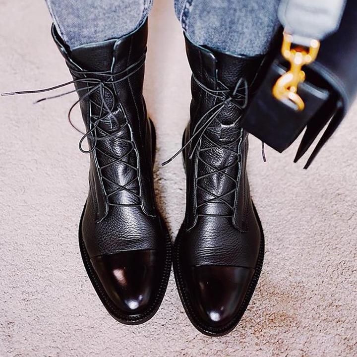 Lace-Up Ankle Boots for Women - Pointed Toe - Image 4