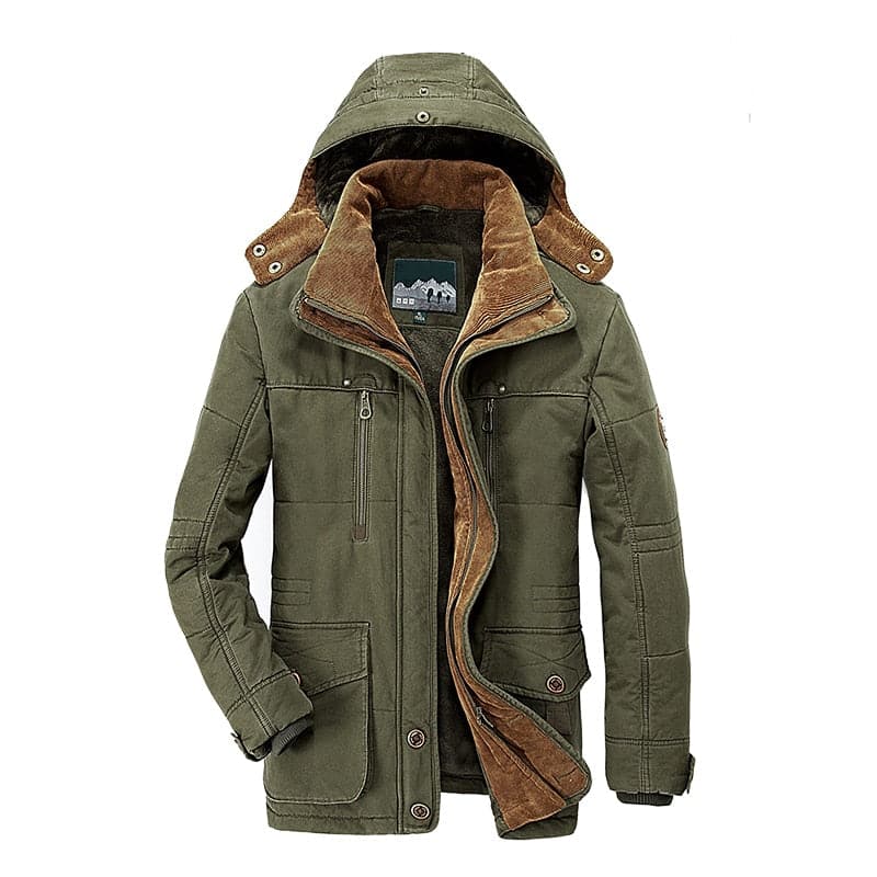 Hooded Parka Jacket for Men - Button Front - Image 3