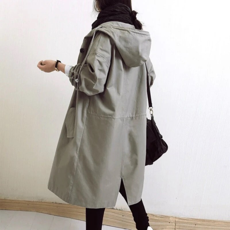 Hooded Long Coat for Women - Button Front - Image 6