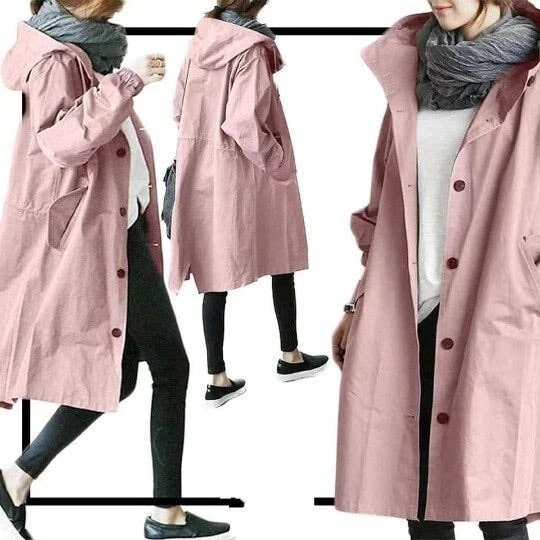 Hooded Long Coat for Women - Button Front - Image 7