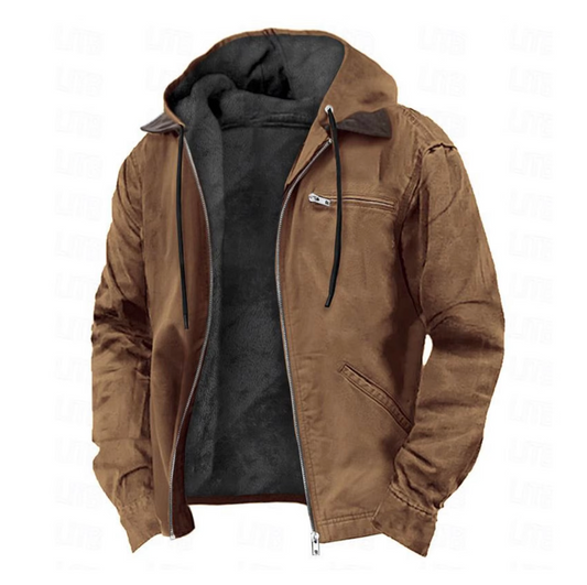 Hooded Zip-Up Jacket for Men - Flap Pockets - Image 1