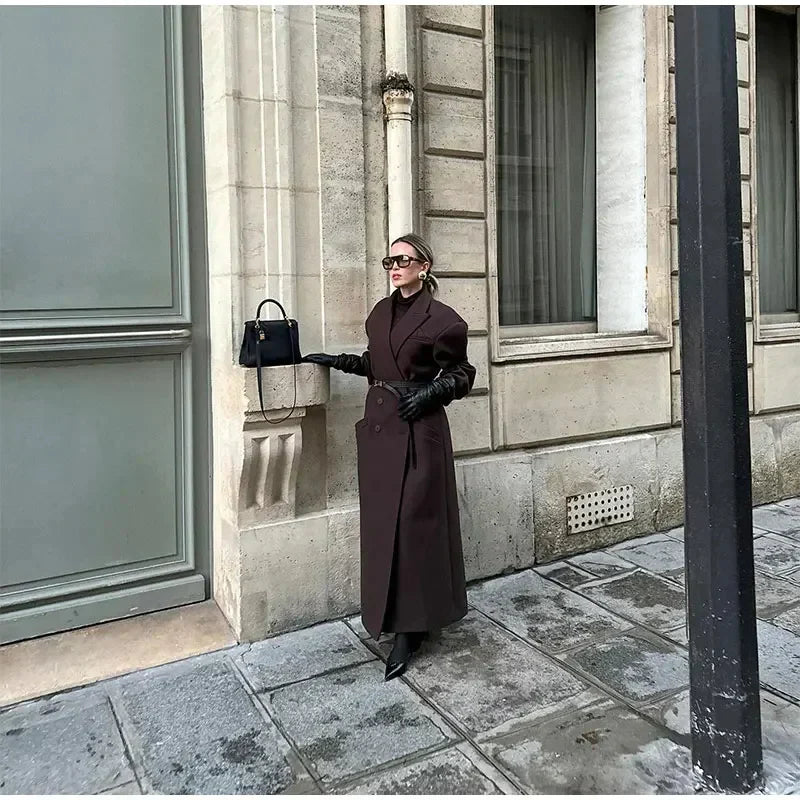 Oversized Long Coat for Women - Double-Breasted - Image 5