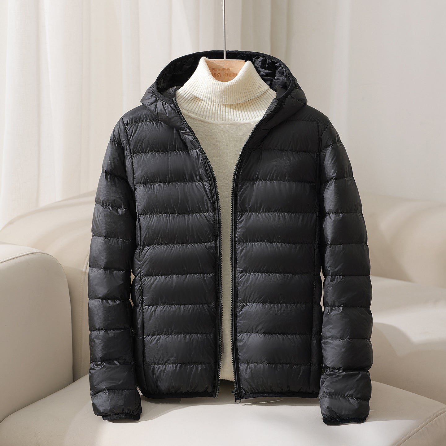 Puffer Hooded Jacket for Women - Zip Front - Image 5