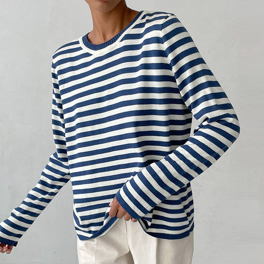 Striped Pullover Sweater for Women - Relaxed - Image 1