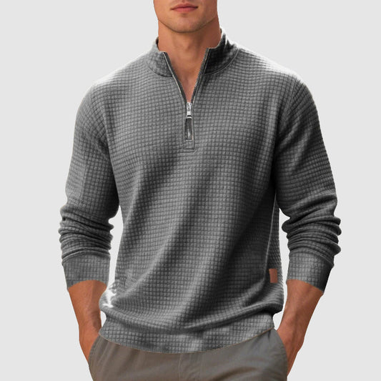 Quarter-Zip Pullover Sweater for Men - Textured - Image 1
