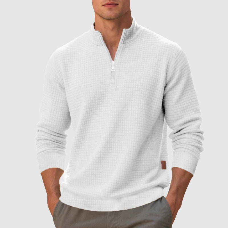 Quarter-Zip Pullover Sweater for Men - Textured - Image 3