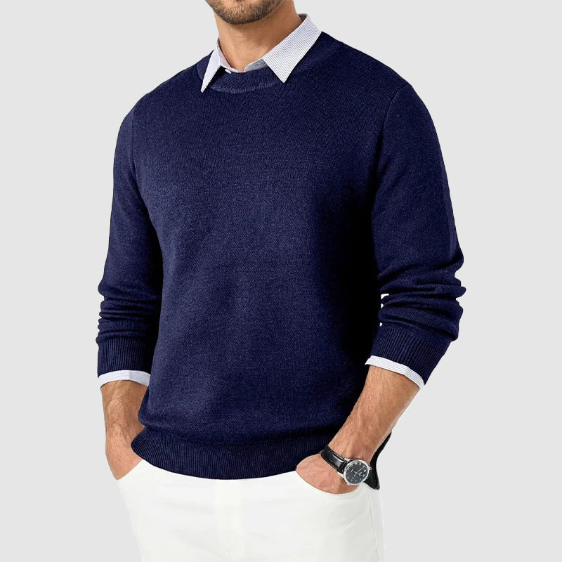 Crew Neck Sweater for Men - Ribbed Cuffs - Image 4