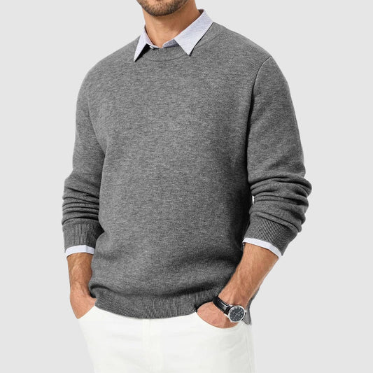 Crew Neck Sweater for Men - Ribbed Cuffs - Image 1