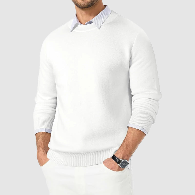 Crew Neck Sweater for Men - Ribbed Cuffs - Image 2