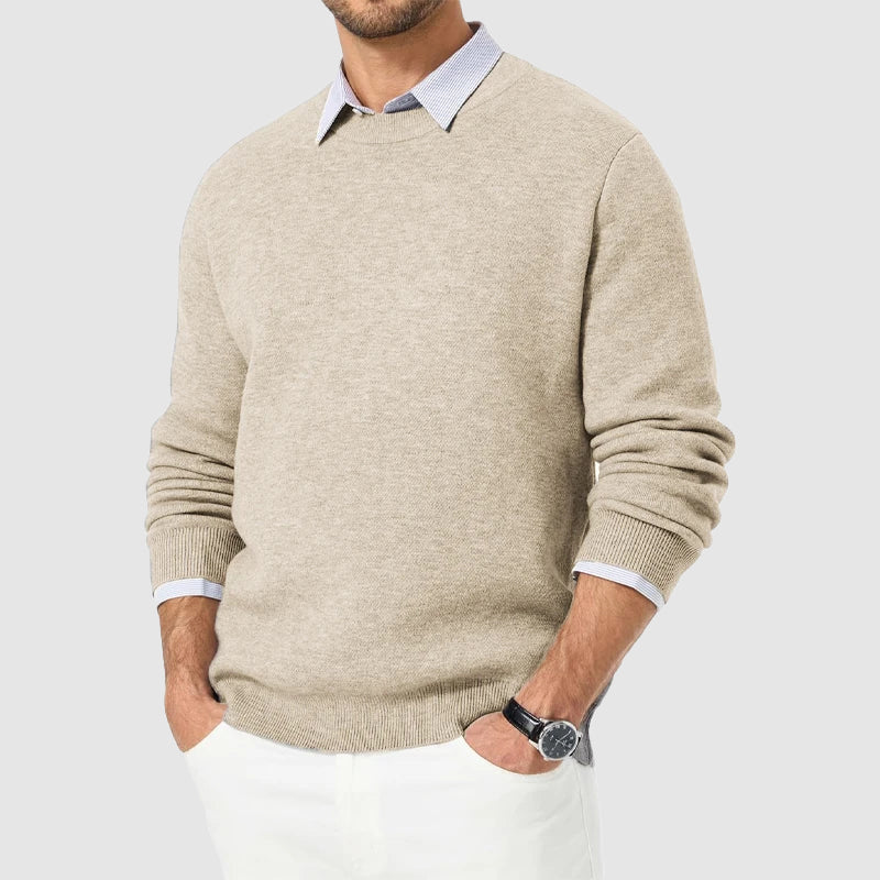 Crew Neck Sweater for Men - Ribbed Cuffs - Image 5