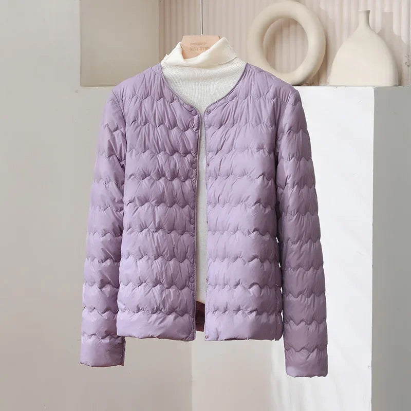Puffer Jacket for Women - Button Front - Image 5