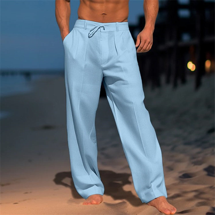 Wide Leg Pleated Trousers for Men - Drawstring Relaxed Fit - Image 5
